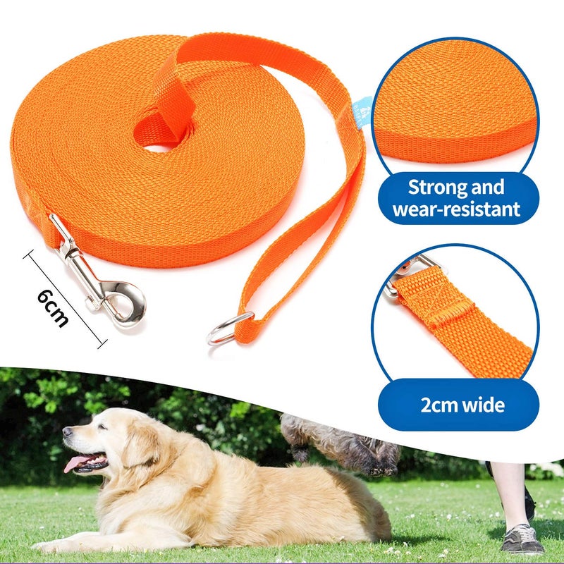 BAAPET 15/20/30/50/100 ft Long Dog Training Leash with Clickers for Small, Medium and Large Dogs or Cats (15 Feet, Orange) - Image 2
